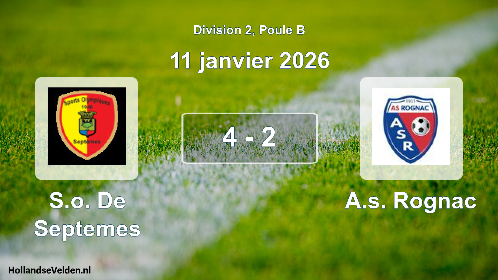 Total number of matches played: S.o. De Septemes - A.s. Rognac 4 - 2 (11 January 2026)