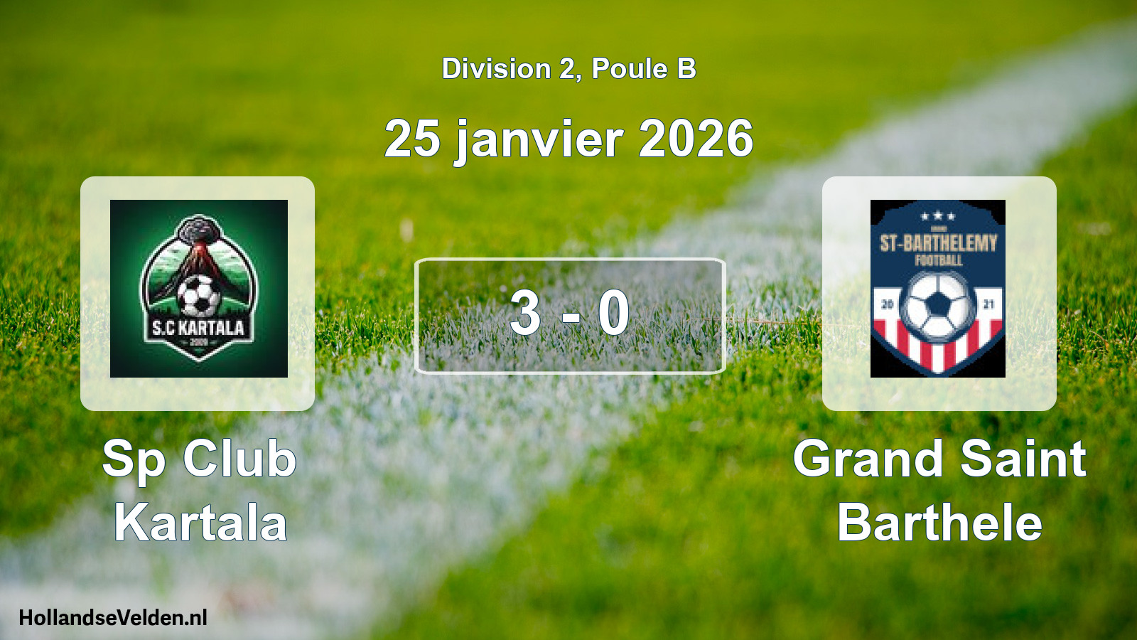 Total number of matches played: Sp Club Kartala - Grand Saint Barthele 3 - 0 (25 January 2026)