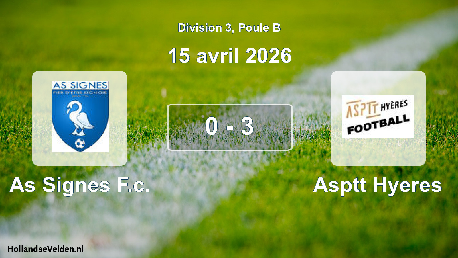 Total number of matches played: As Signes F.c. - Asptt Hyeres 0 - 3 (15 April 2026)