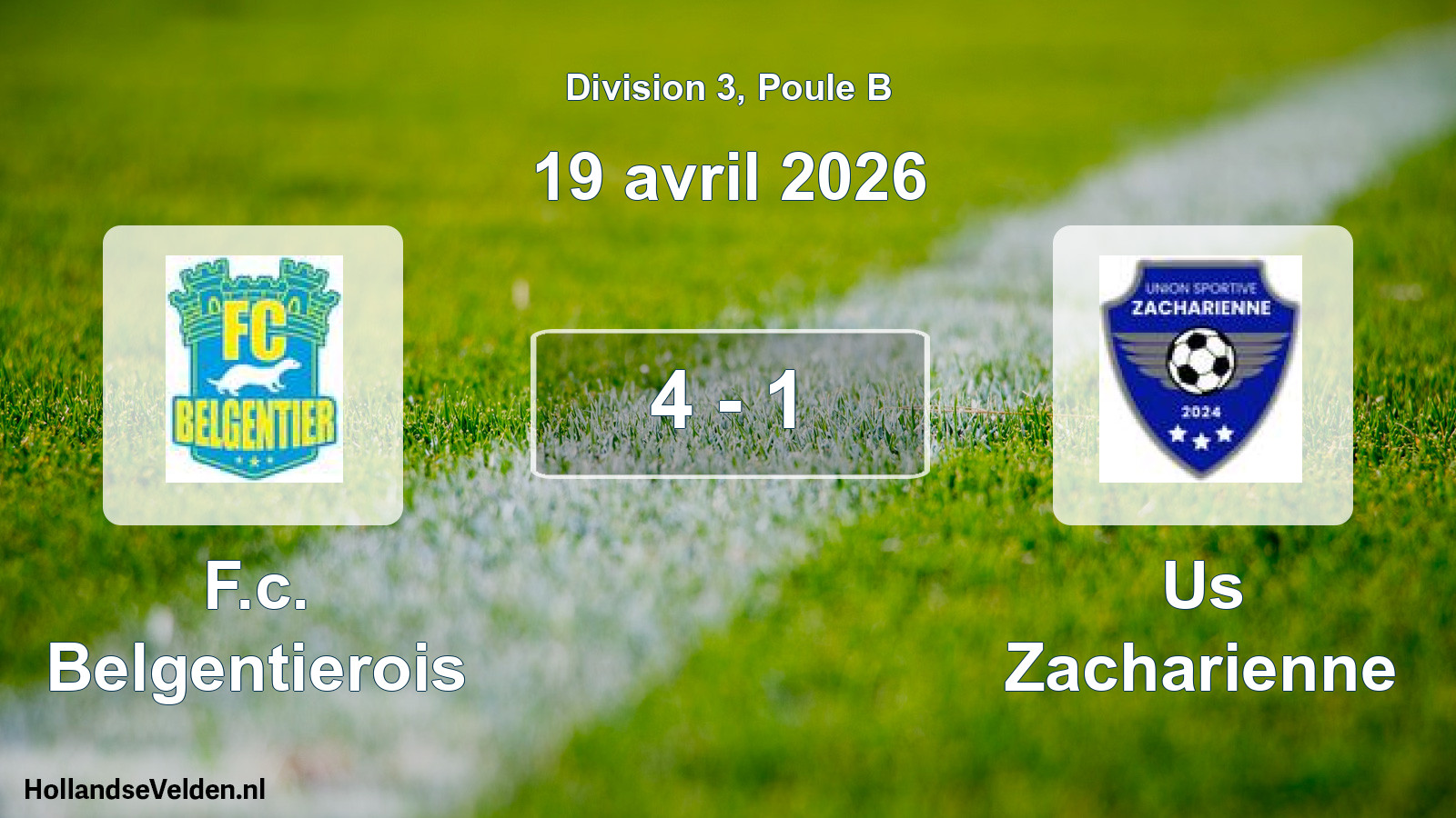 Match joué: F.c. Belgentierois - Us Zacharienne 4 - 1 (19 avril 2026)