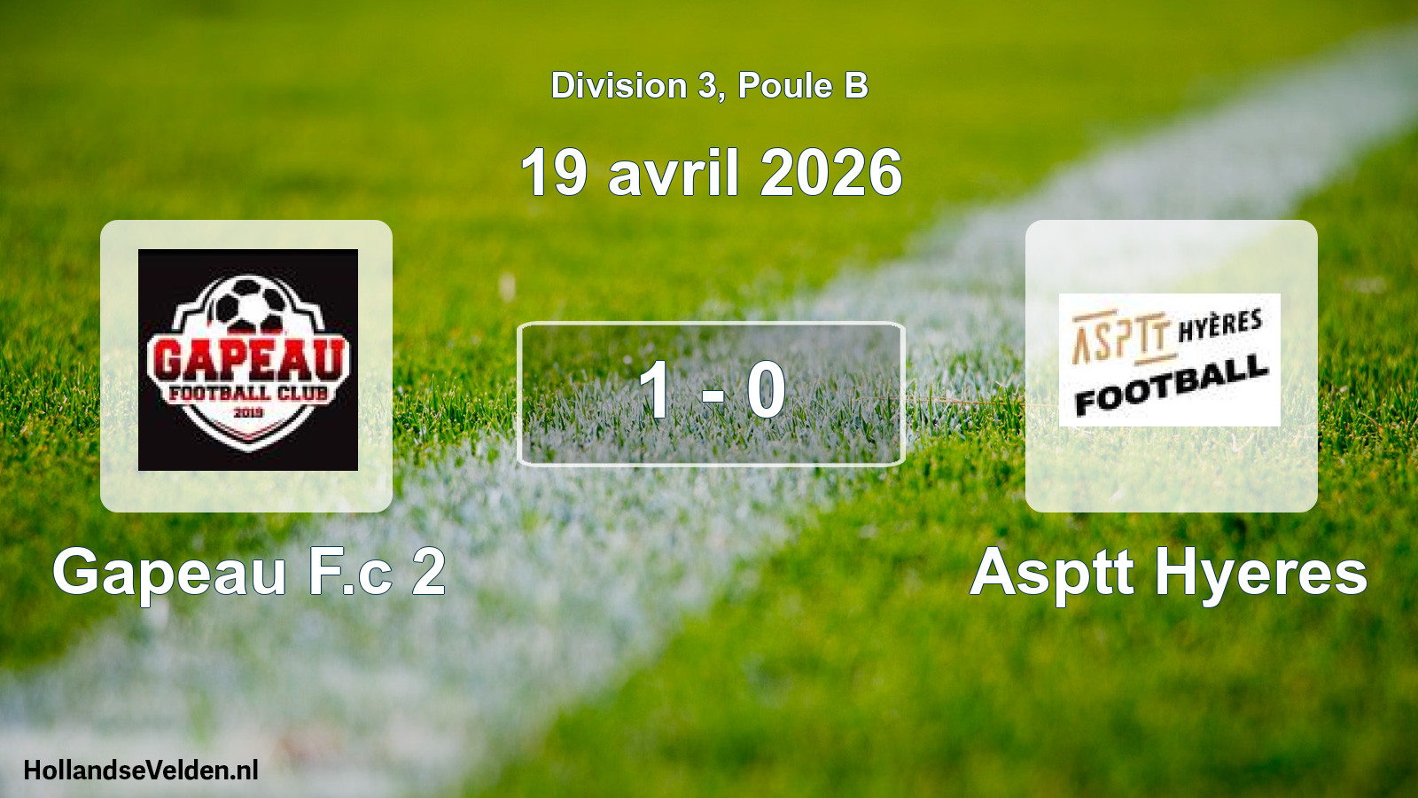 Match joué: Gapeau F.c 2 - Asptt Hyeres 1 - 0 (19 avril 2026)