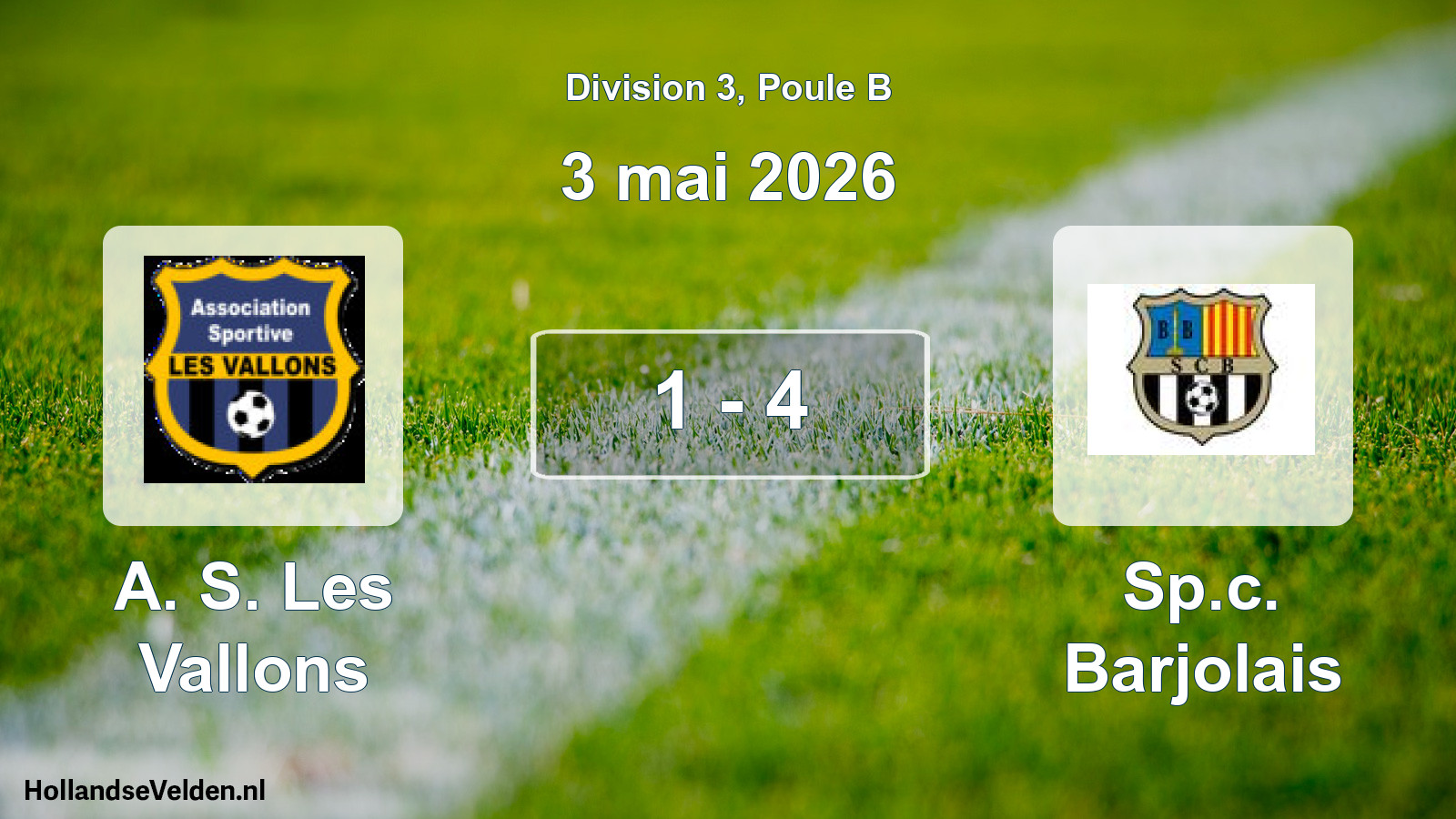 Total number of matches played: A. S. Les Vallons - Sp.c. Barjolais 1 - 4 (3 May 2026)