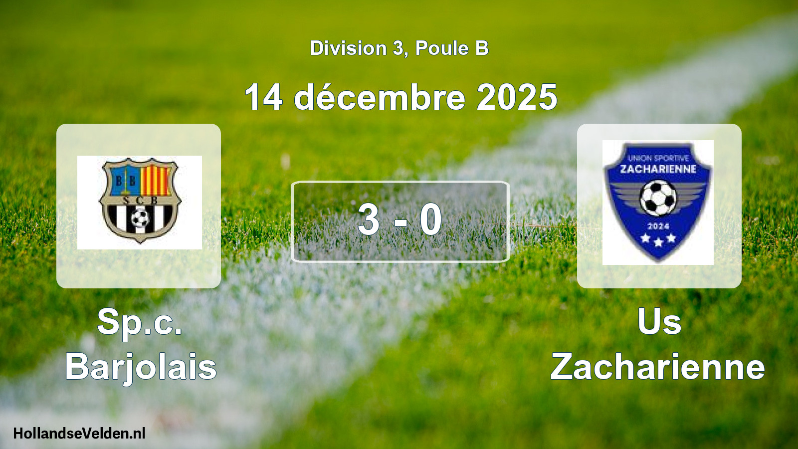 Match joué: Sp.c. Barjolais - Us Zacharienne 3 - 0 (14 décembre 2025)