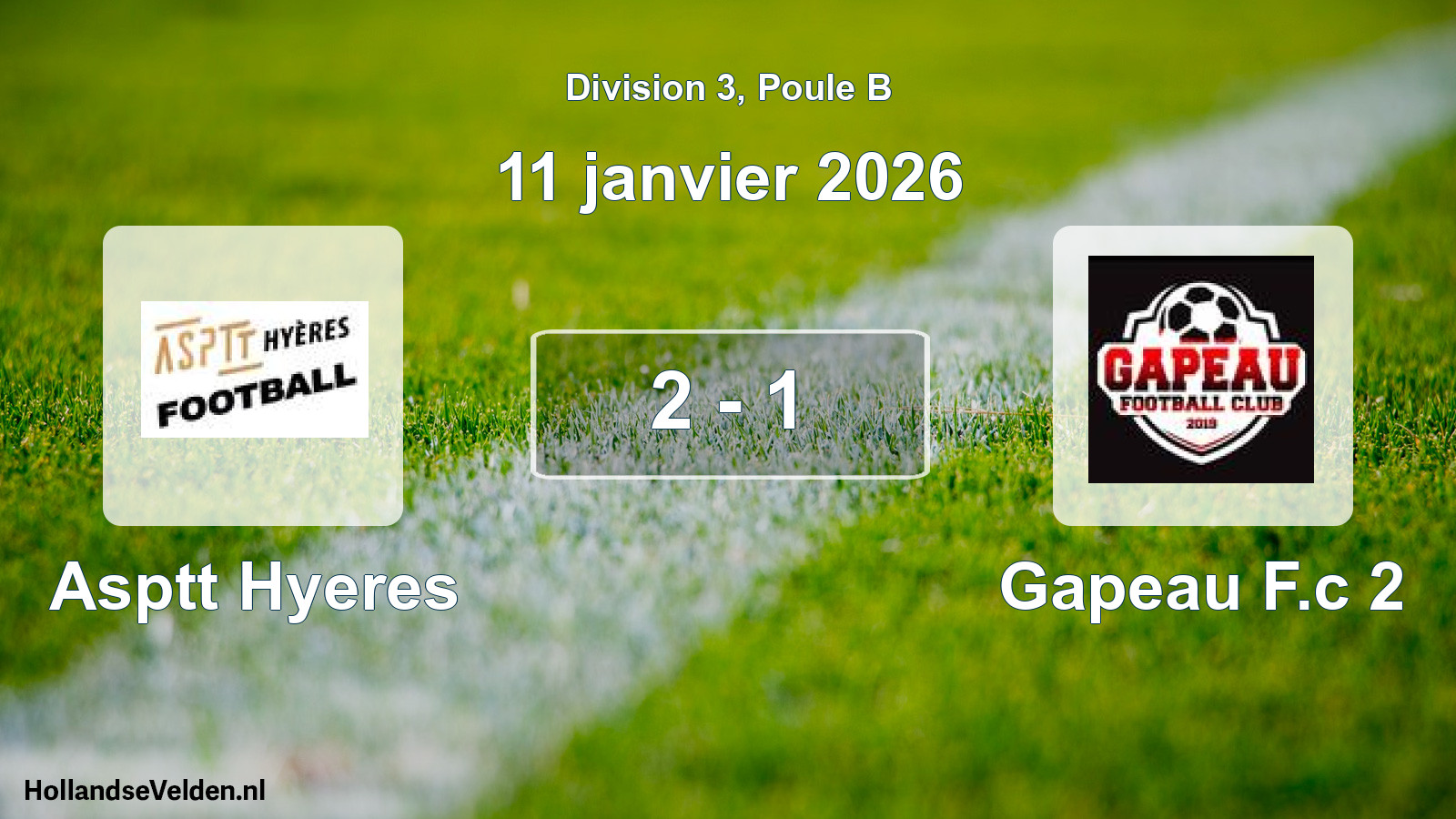 Total number of matches played: Asptt Hyeres - Gapeau F.c 2 2 - 1 (11 January 2026)