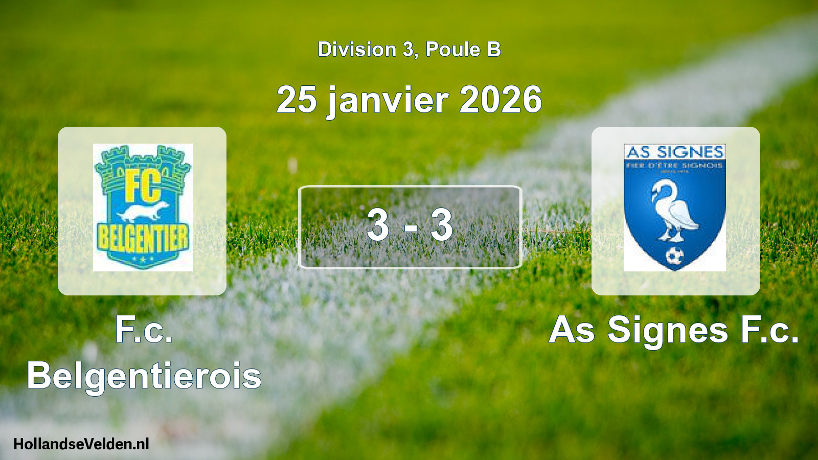 Total number of matches played: F.c. Belgentierois - As Signes F.c. 3 - 3 (25 January 2026)