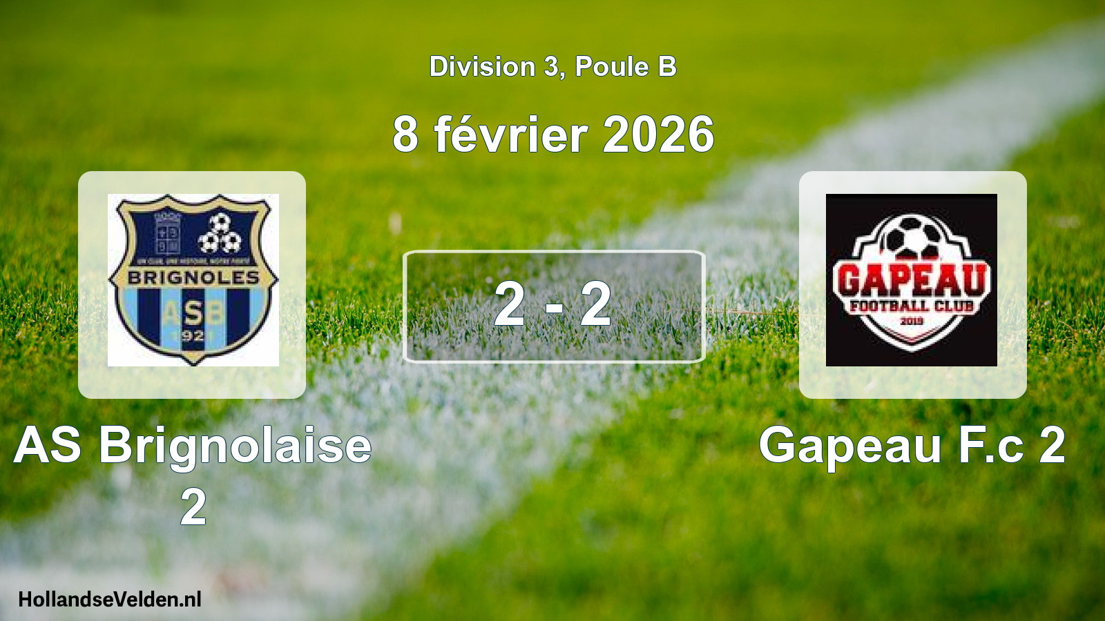 Match joué: AS Brignolaise 2 - Gapeau F.c 2 2 - 2 (8 février 2026)