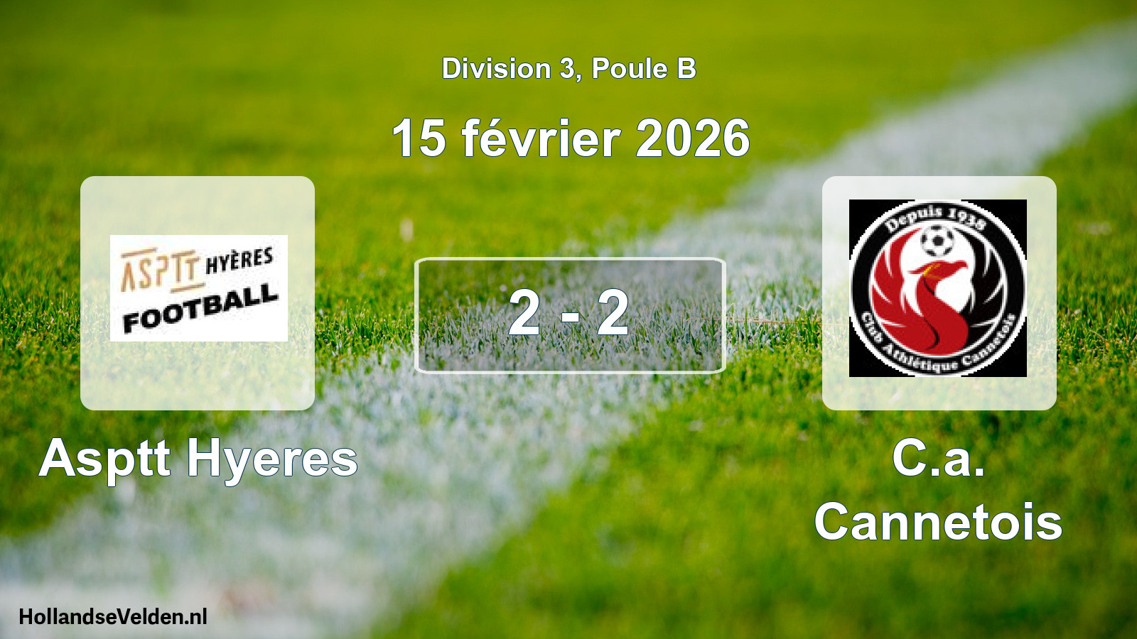 Match joué: Asptt Hyeres - C.a. Cannetois 2 - 2 (15 février 2026)