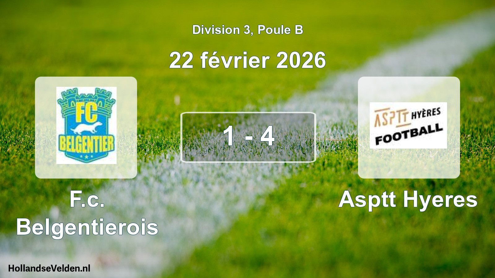 Match joué: F.c. Belgentierois - Asptt Hyeres 1 - 4 (22 février 2026)