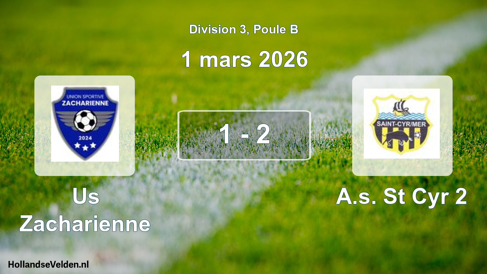 Total number of matches played: Us Zacharienne - A.s. St Cyr 2 1 - 2 (1 March 2026)