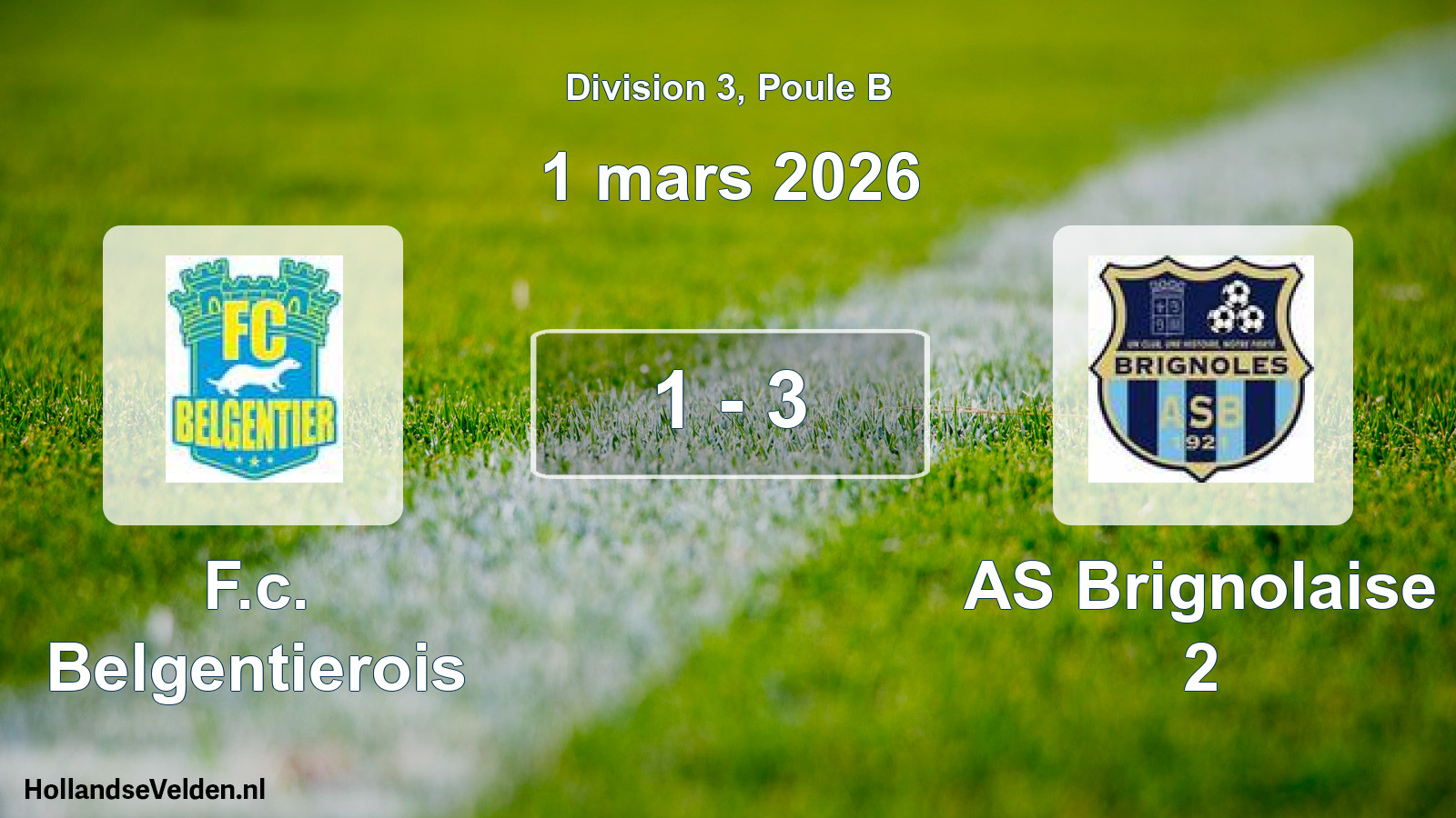 Match joué: F.c. Belgentierois - AS Brignolaise 2 1 - 3 (1 mars 2026)