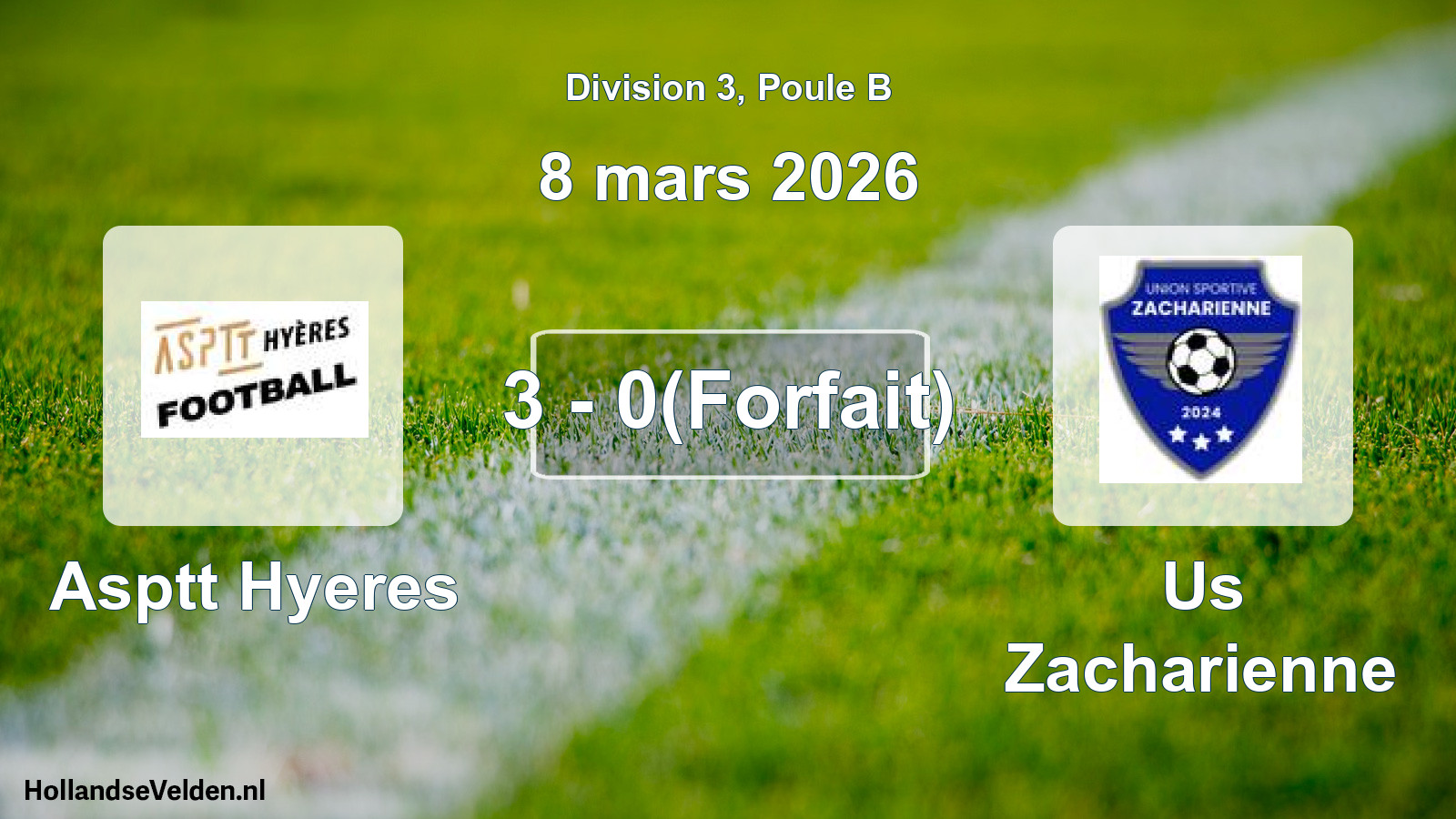 Total number of matches played: Asptt Hyeres - Us Zacharienne 3 - 0(Forfait) (8 March 2026)