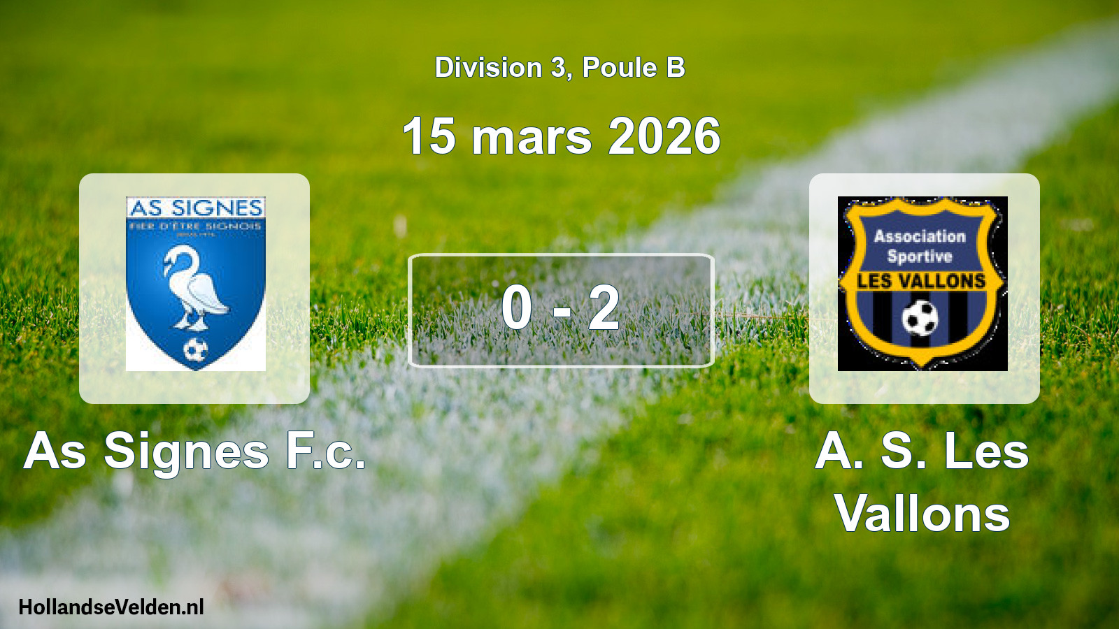 Match joué: As Signes F.c. - A. S. Les Vallons 0 - 2 (15 mars 2026)