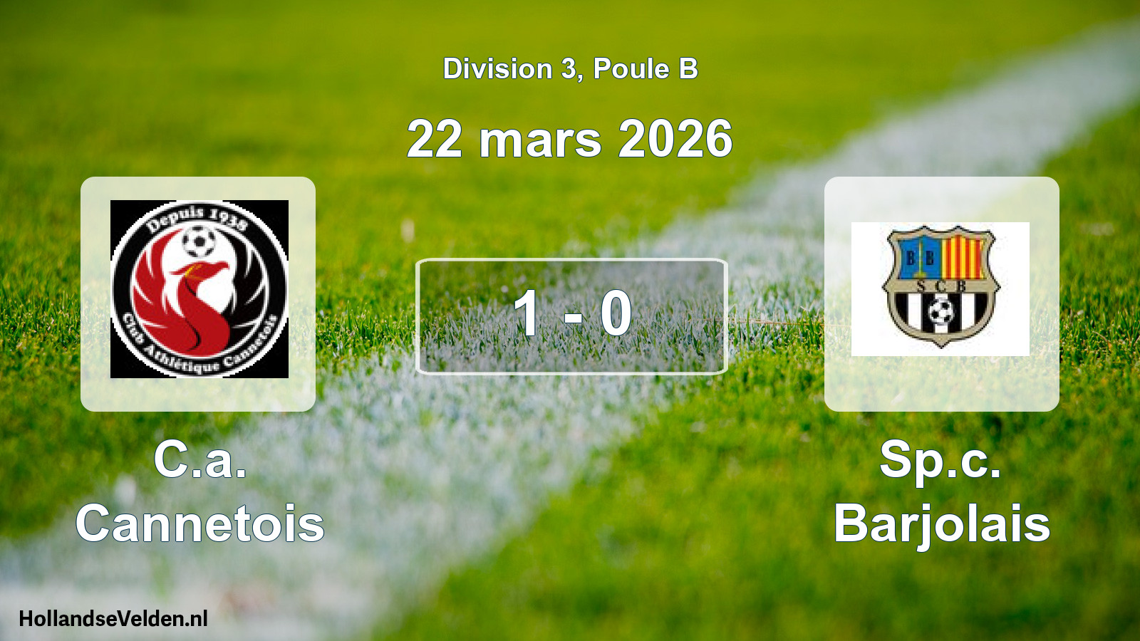 Match joué: C.a. Cannetois - Sp.c. Barjolais 1 - 0 (22 mars 2026)