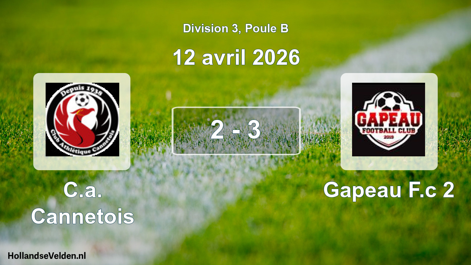 Total number of matches played: C.a. Cannetois - Gapeau F.c 2 2 - 3 (12 April 2026)
