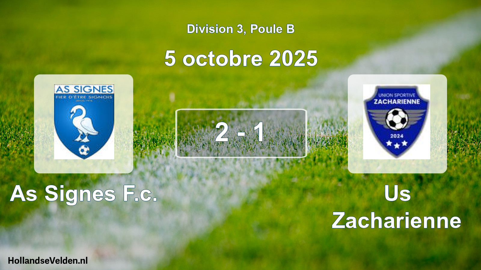Total number of matches played: As Signes F.c. - Us Zacharienne 2 - 1 (5 October 2025)