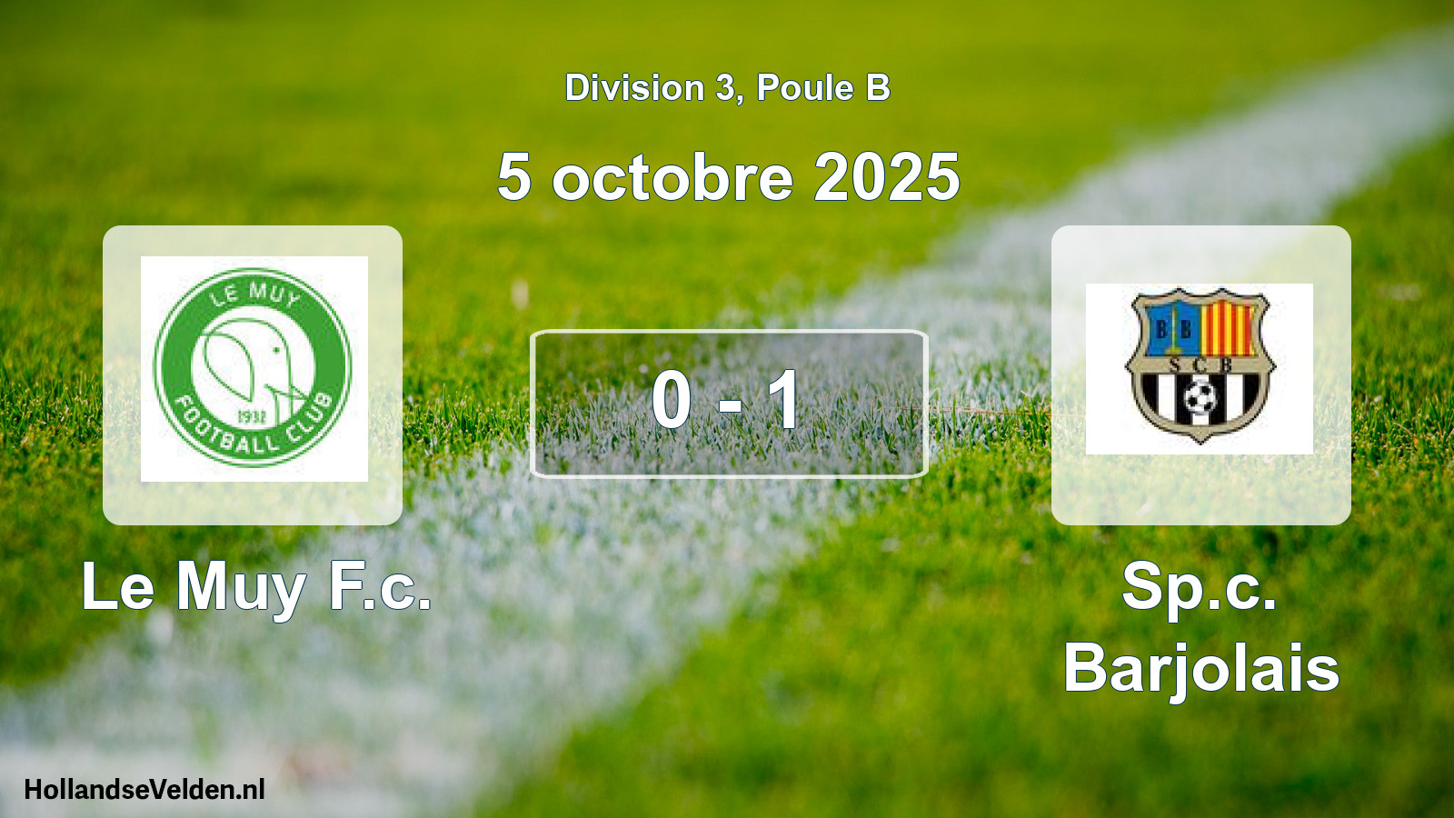 Total number of matches played: Le Muy F.c. - Sp.c. Barjolais 0 - 1 (5 October 2025)