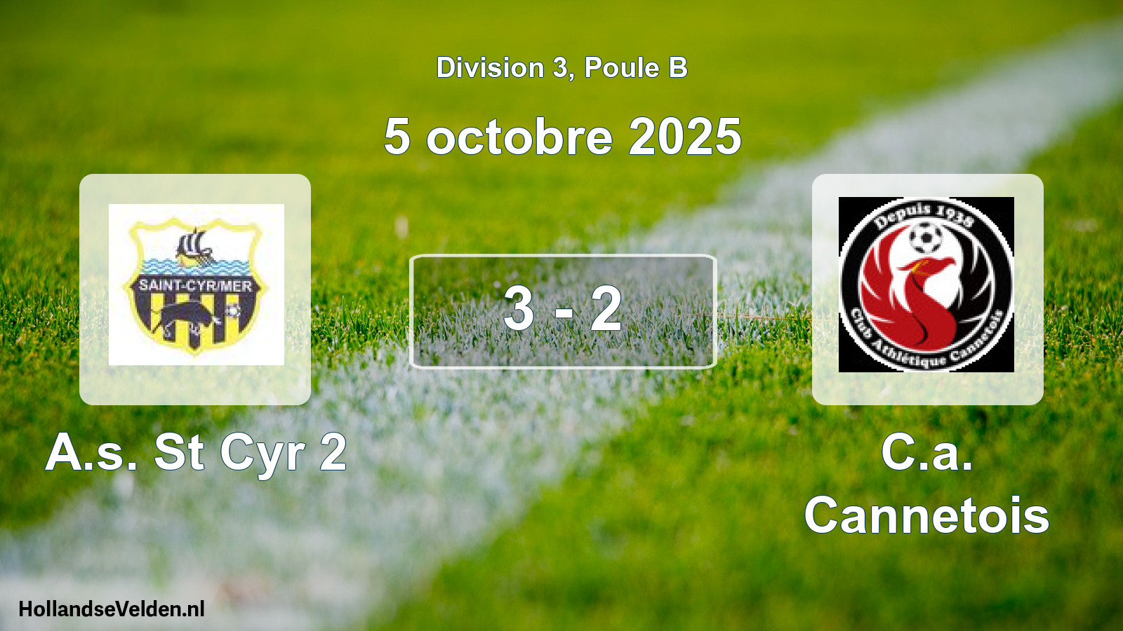 Match joué: A.s. St Cyr 2 - C.a. Cannetois 3 - 2 (5 octobre 2025)