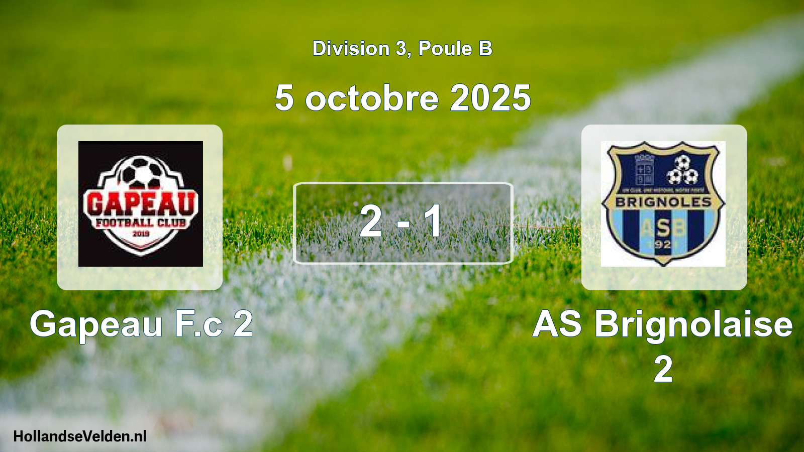 Match joué: Gapeau F.c 2 - AS Brignolaise 2 2 - 1 (5 octobre 2025)