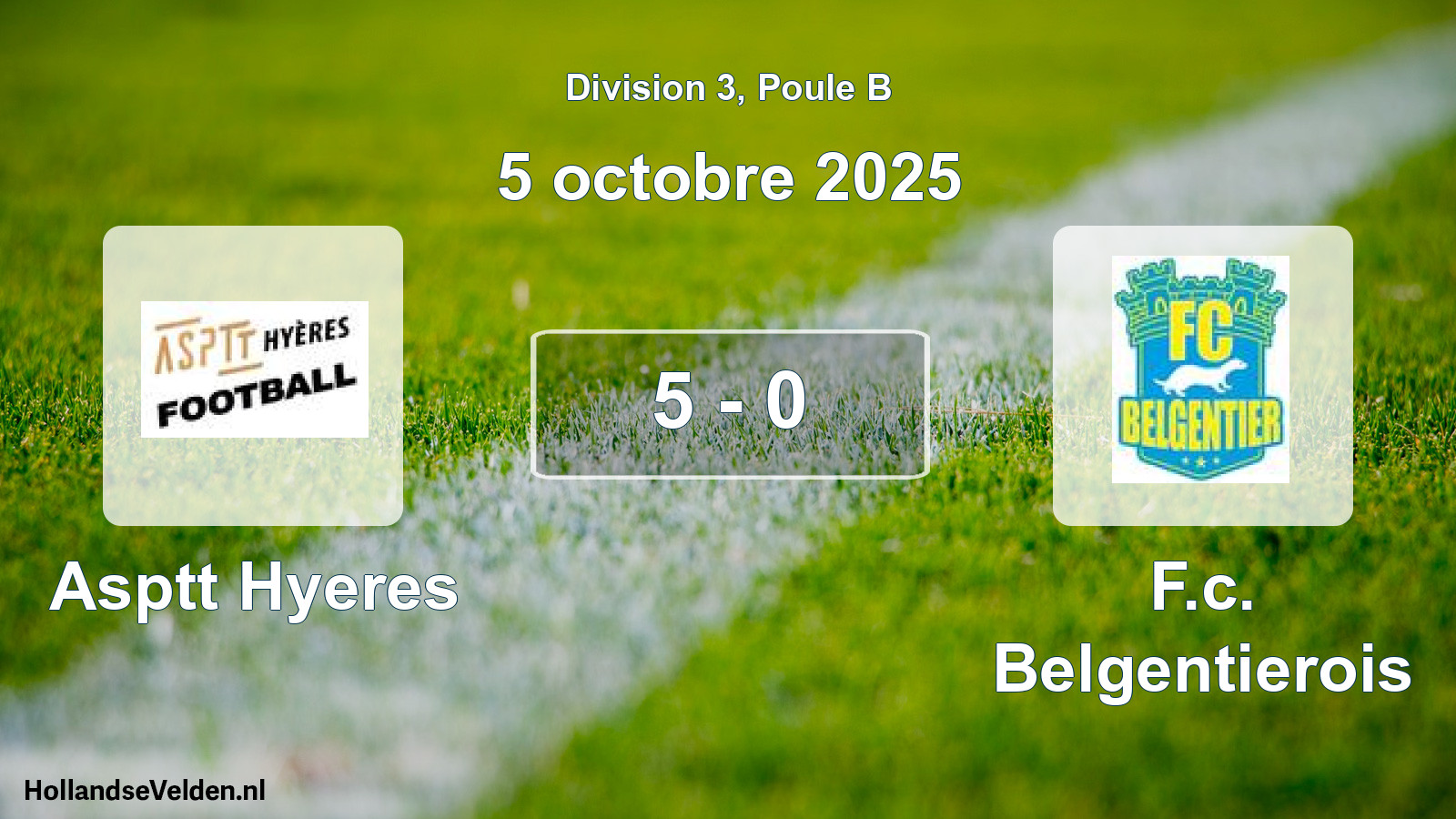 Match joué: Asptt Hyeres - F.c. Belgentierois 5 - 0 (5 octobre 2025)
