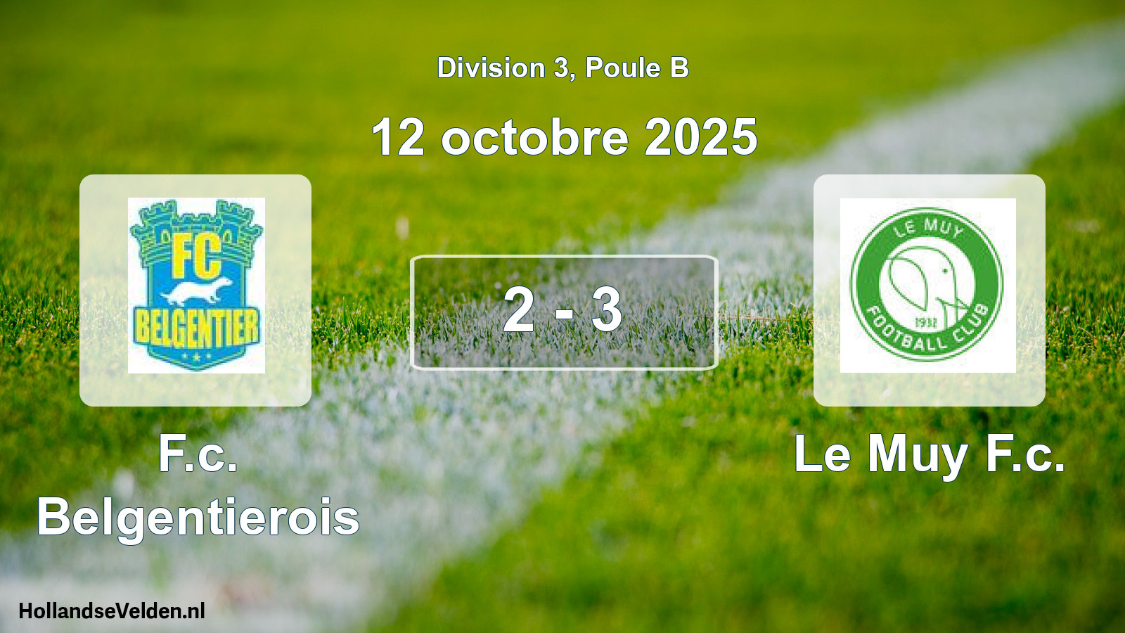Total number of matches played: F.c. Belgentierois - Le Muy F.c. 2 - 3 (12 October 2025)