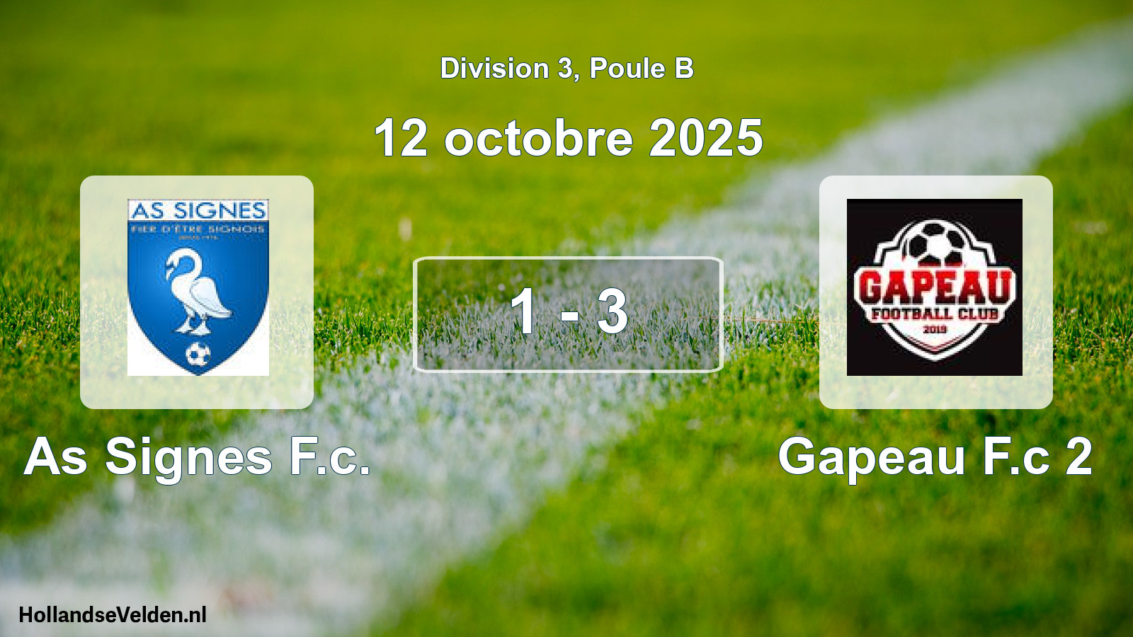 Total number of matches played: As Signes F.c. - Gapeau F.c 2 1 - 3 (12 October 2025)