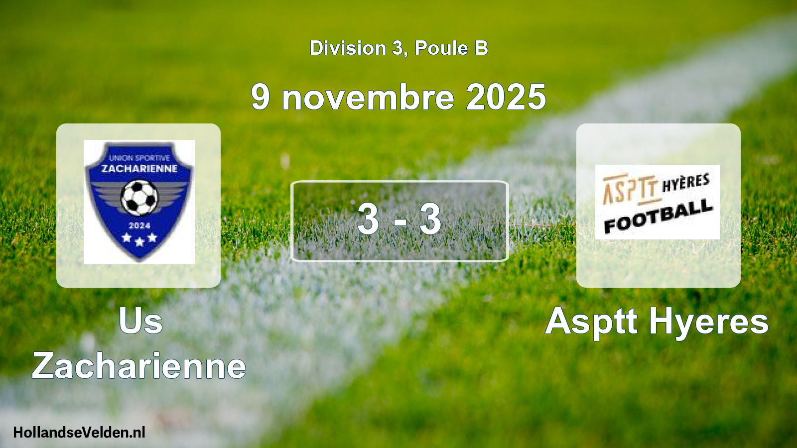 Match joué: Us Zacharienne - Asptt Hyeres 3 - 3 (9 novembre 2025)