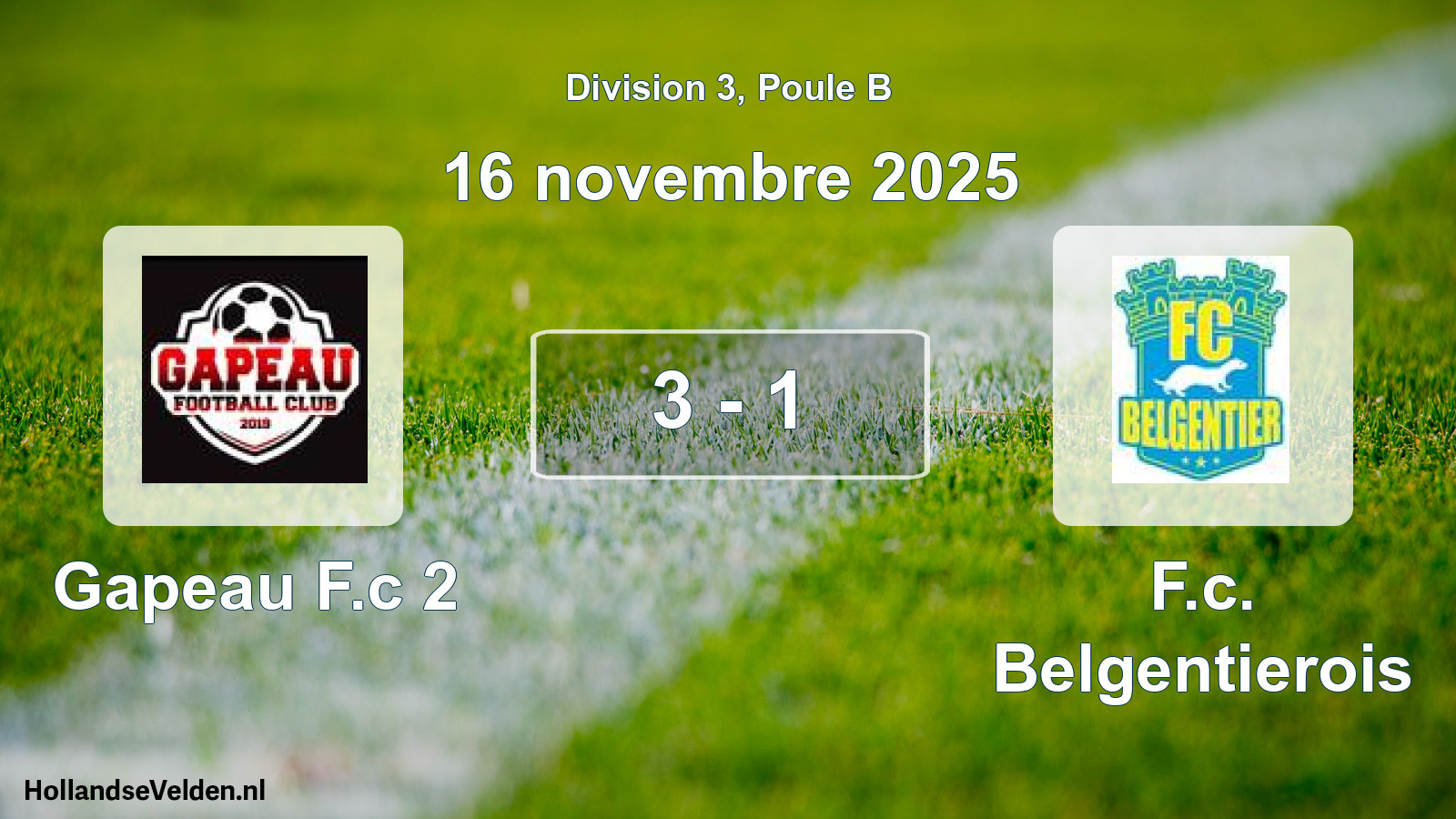 Total number of matches played: Gapeau F.c 2 - F.c. Belgentierois 3 - 1 (16 November 2025)
