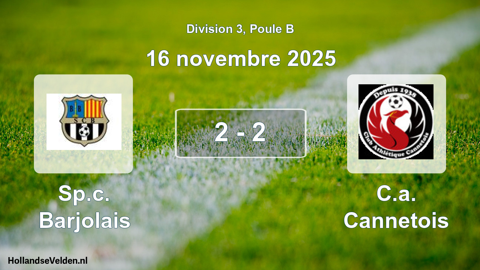 Match joué: Sp.c. Barjolais - C.a. Cannetois 2 - 2 (16 novembre 2025)
