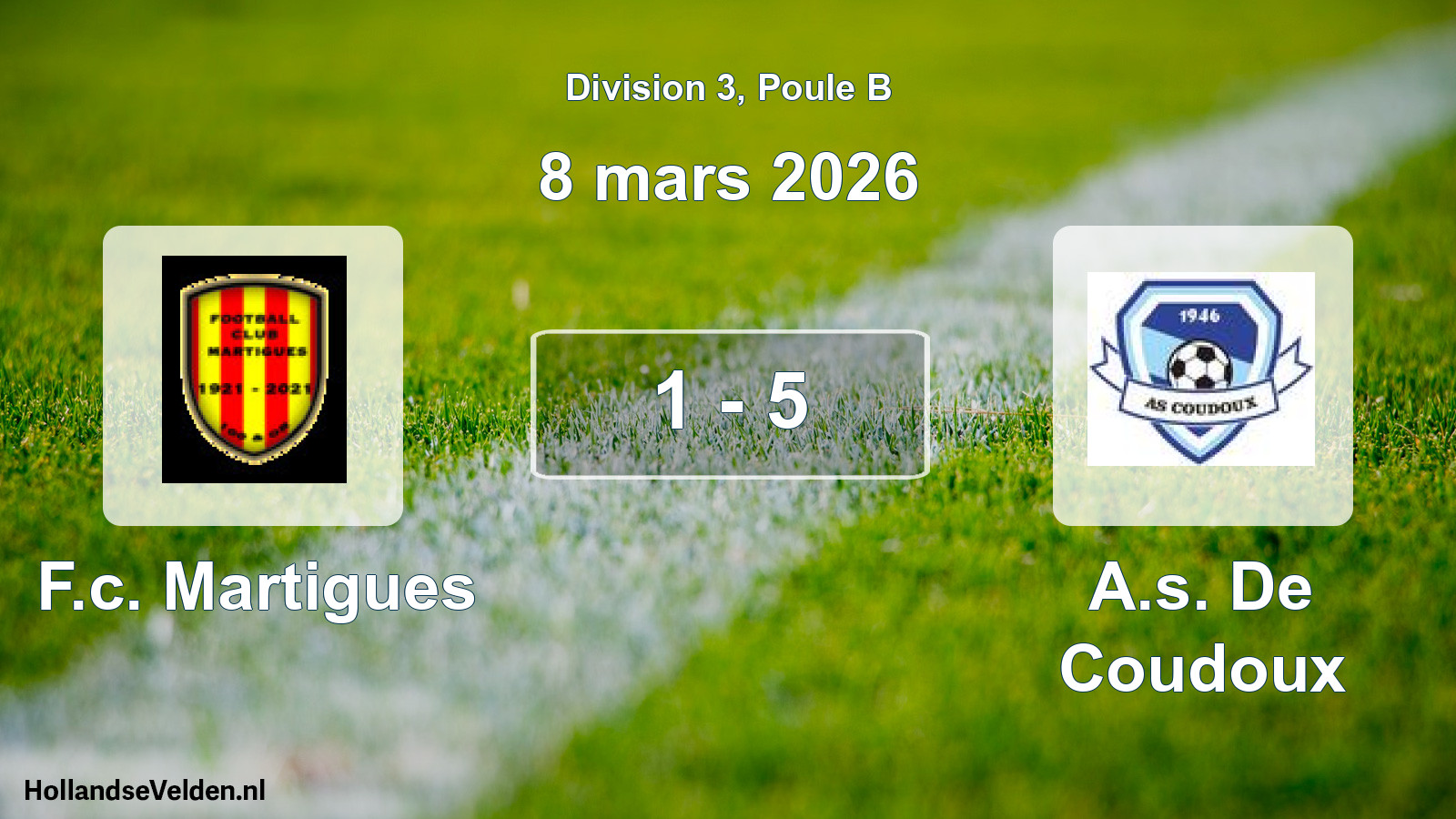 Total number of matches played: F.c. Martigues - A.s. De Coudoux 1 - 5 (8 March 2026)