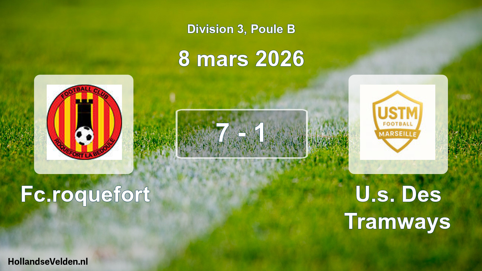 Total number of matches played: Fc.roquefort - U.s. Des Tramways 7 - 1 (8 March 2026)