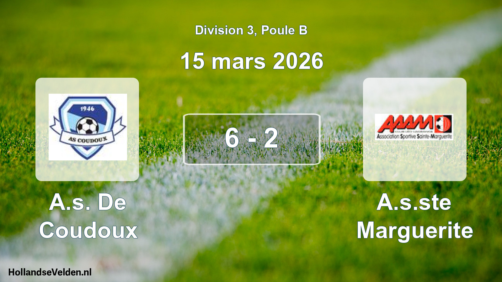 Gespeelde wedstrijd: A.s. De Coudoux - A.s.ste Marguerite 6 - 2 (15 maart 2026)