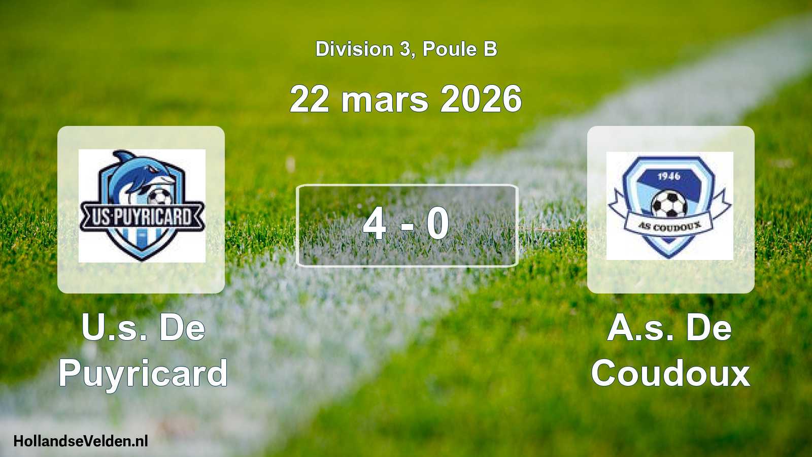 Total number of matches played: U.s. De Puyricard - A.s. De Coudoux 4 - 0 (22 March 2026)