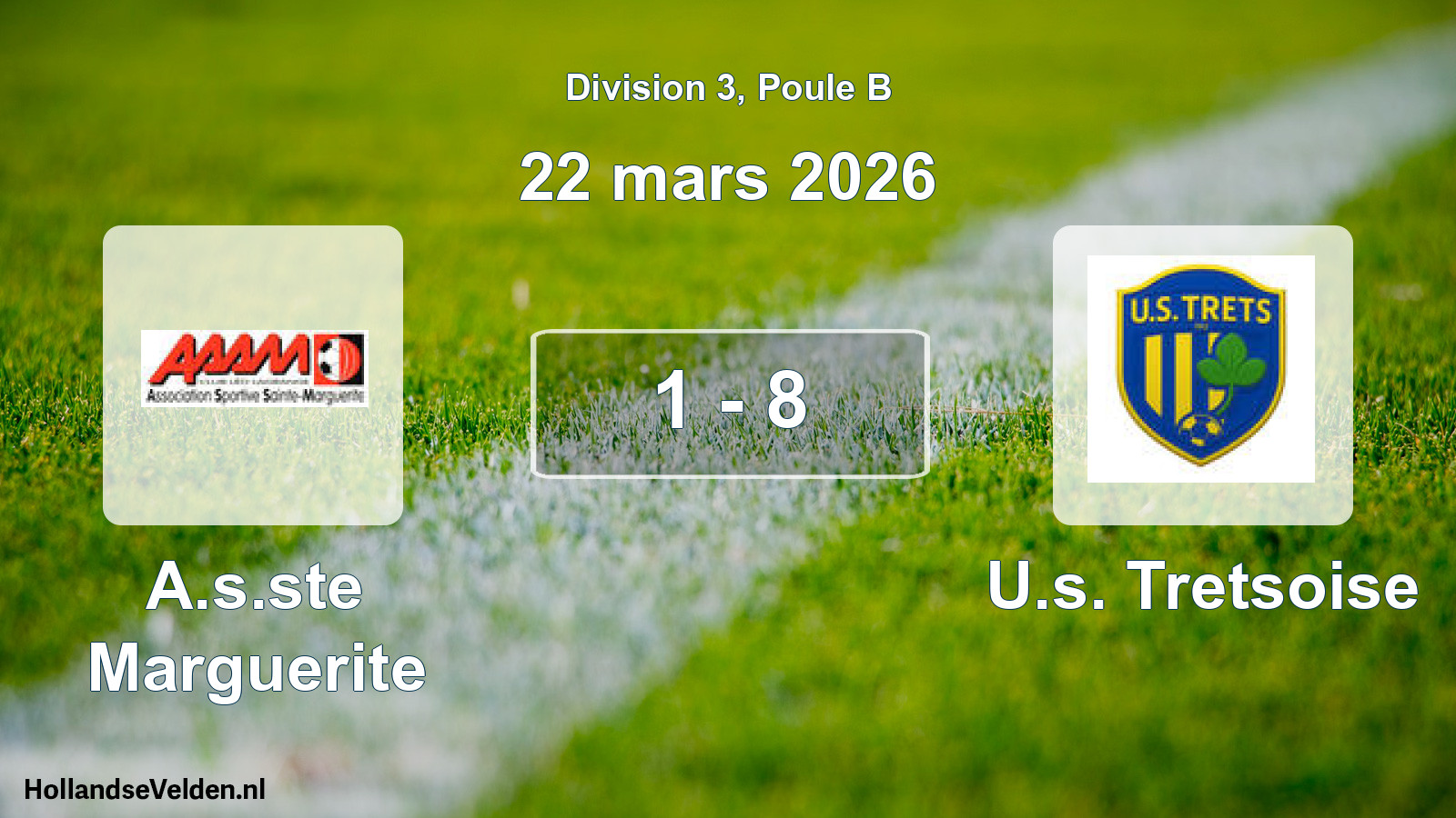 Total number of matches played: A.s.ste Marguerite - U.s. Tretsoise 1 - 8 (22 March 2026)