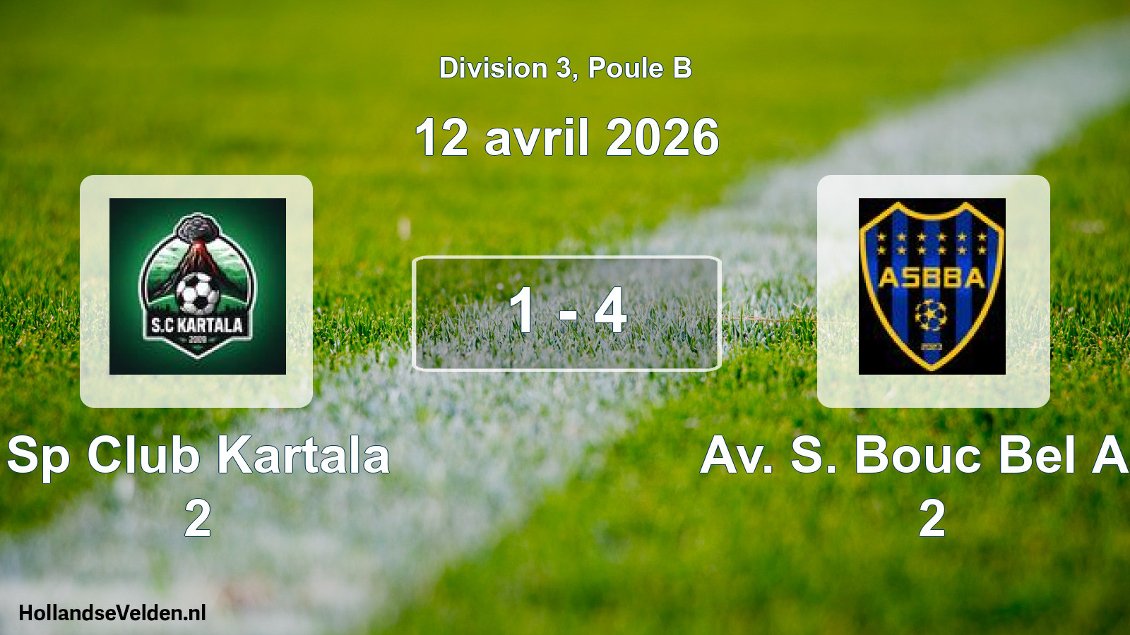 Match joué: Sp Club Kartala 2 - Av. S. Bouc Bel Air 2 1 - 4 (12 avril 2026)