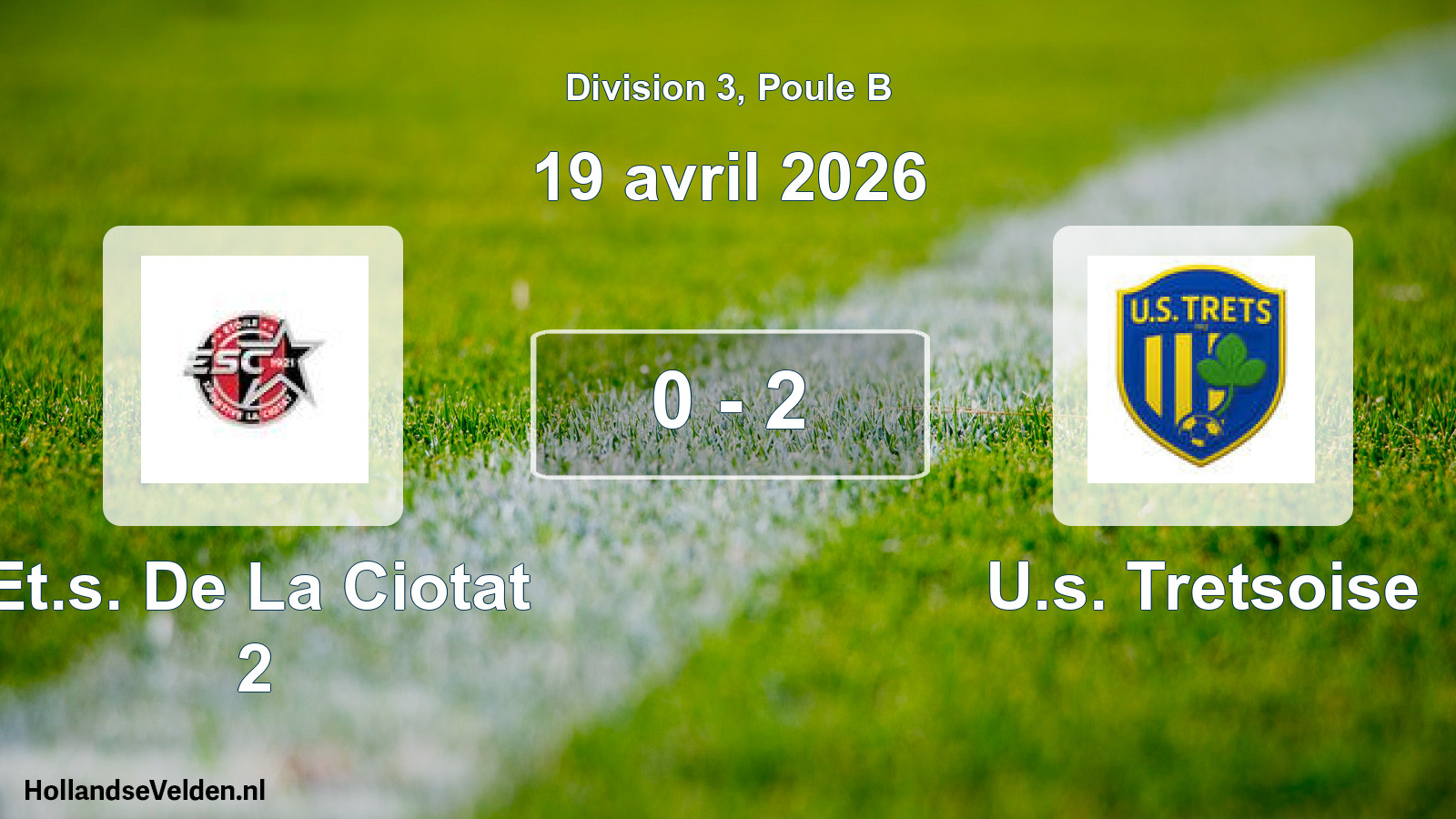 Total number of matches played: Et.s. De La Ciotat 2 - U.s. Tretsoise 0 - 2 (19 April 2026)