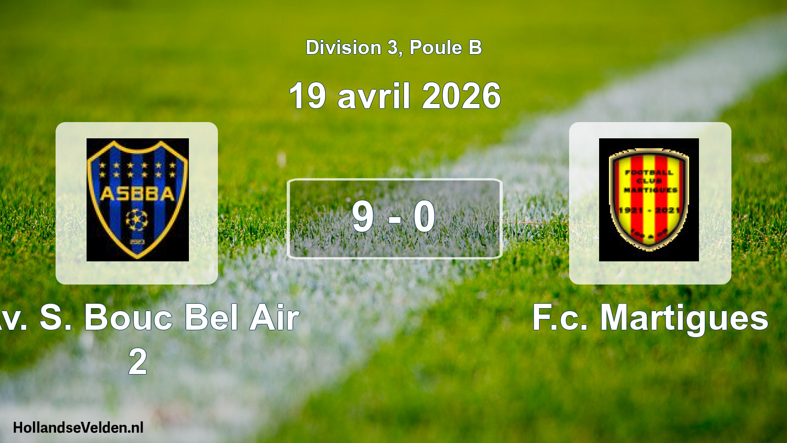 Match joué: Av. S. Bouc Bel Air 2 - F.c. Martigues 9 - 0 (19 avril 2026)