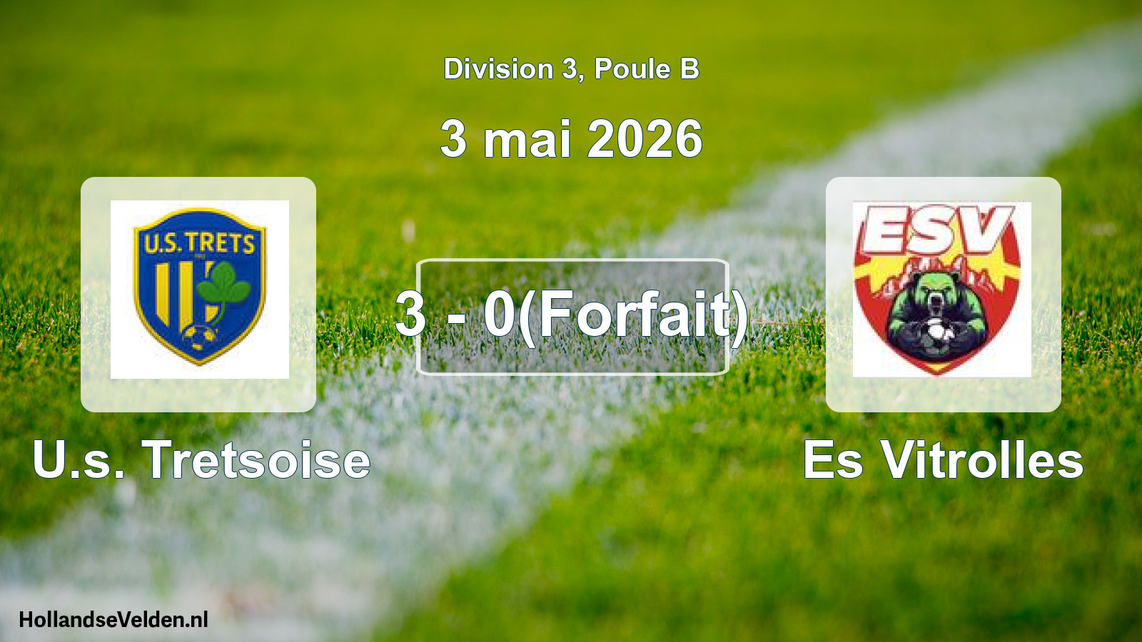 Total number of matches played: U.s. Tretsoise - Es Vitrolles 3 - 0(Forfait) (3 May 2026)