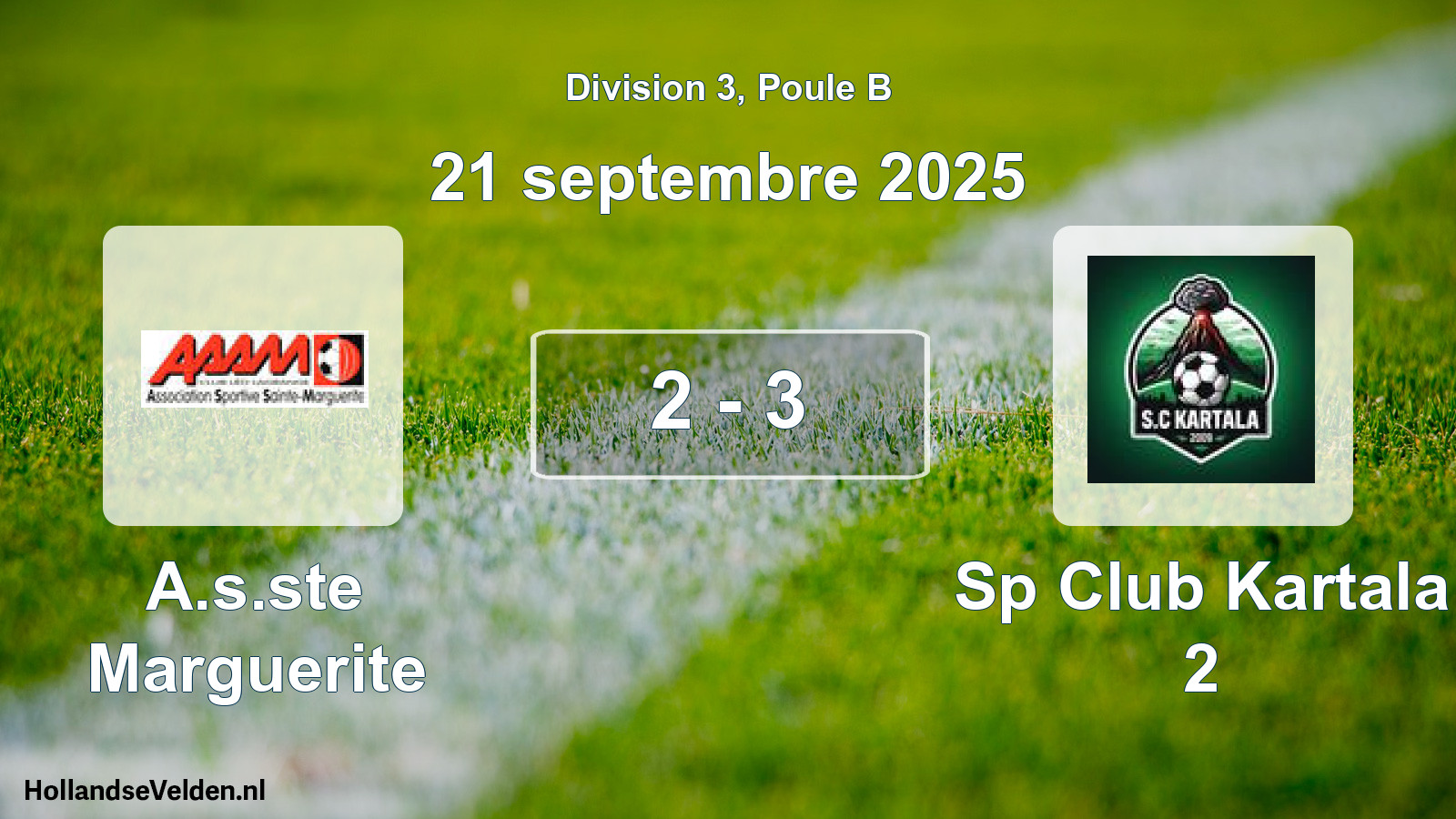Total number of matches played: A.s.ste Marguerite - Sp Club Kartala 2 2 - 3 (21 September 2025)