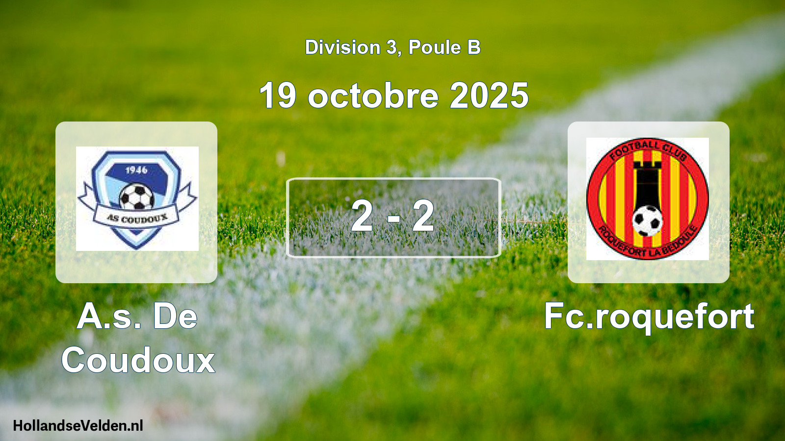 Total number of matches played: A.s. De Coudoux - Fc.roquefort 2 - 2 (19 October 2025)