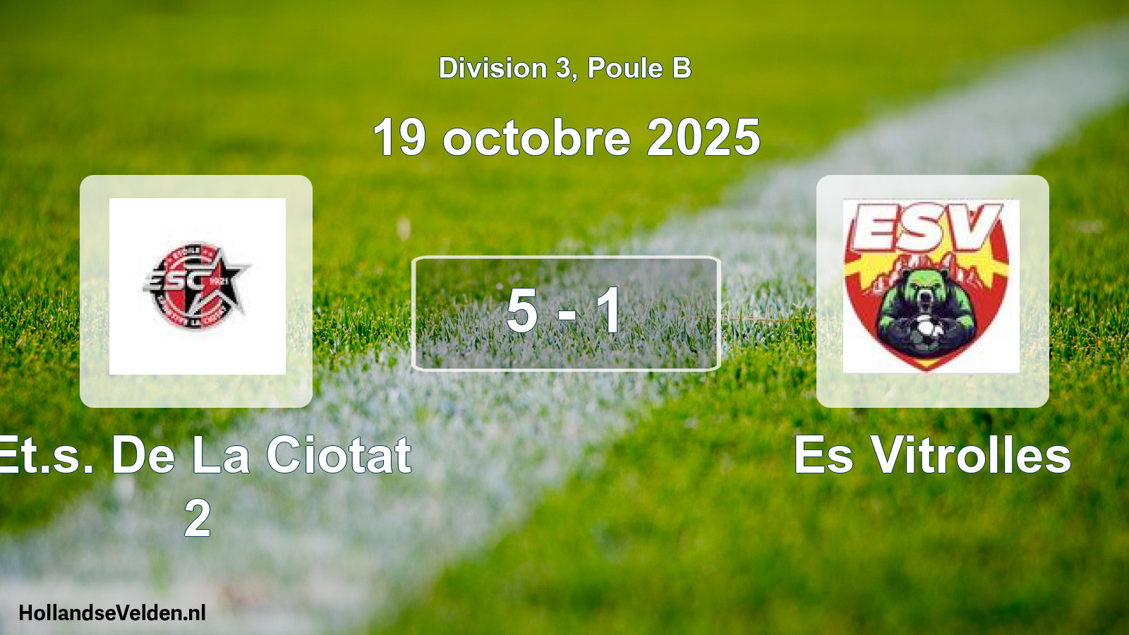 Match joué: Et.s. De La Ciotat 2 - Es Vitrolles 5 - 1 (19 octobre 2025)
