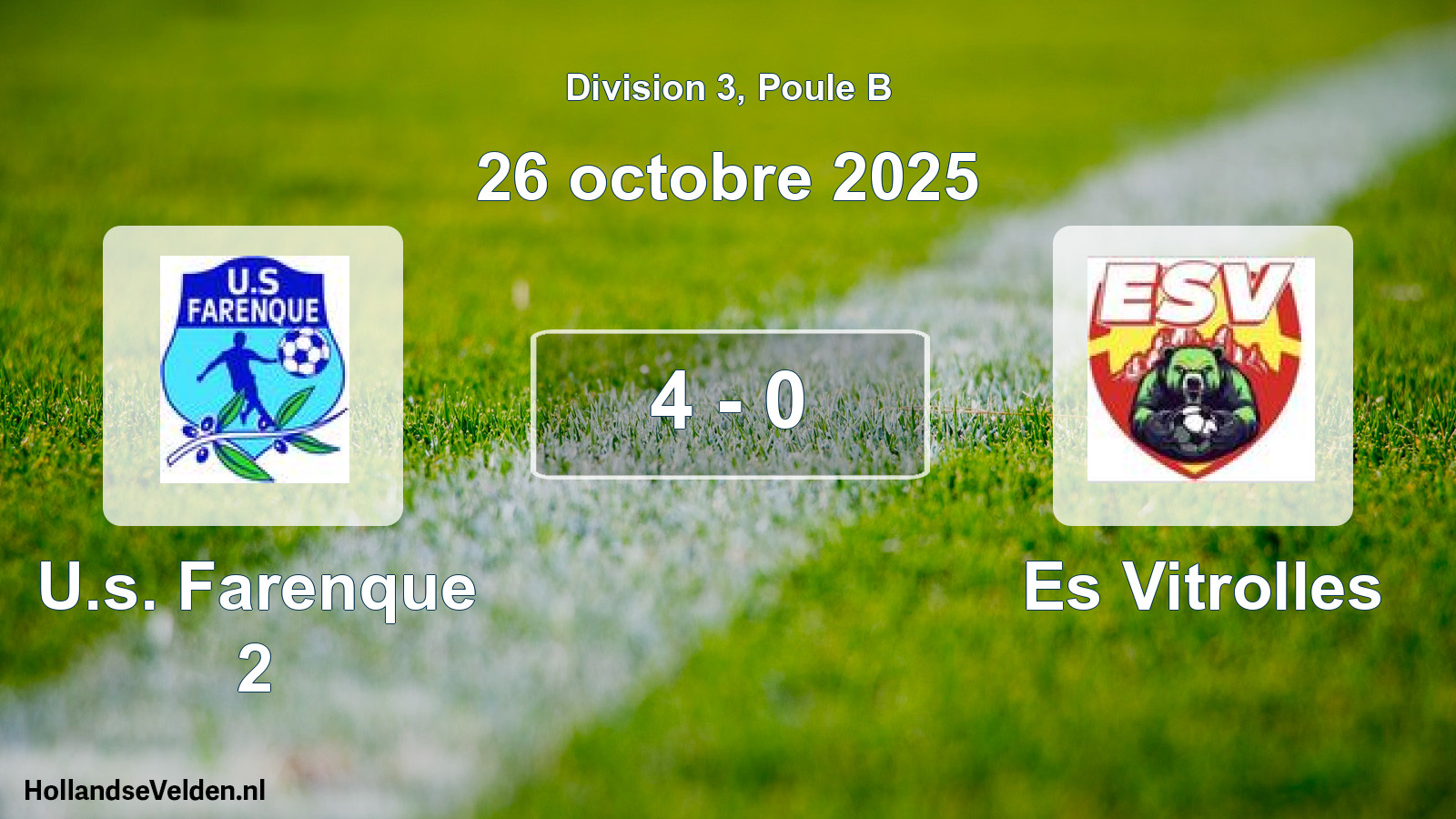 Match joué: U.s. Farenque 2 - Es Vitrolles 4 - 0 (26 octobre 2025)