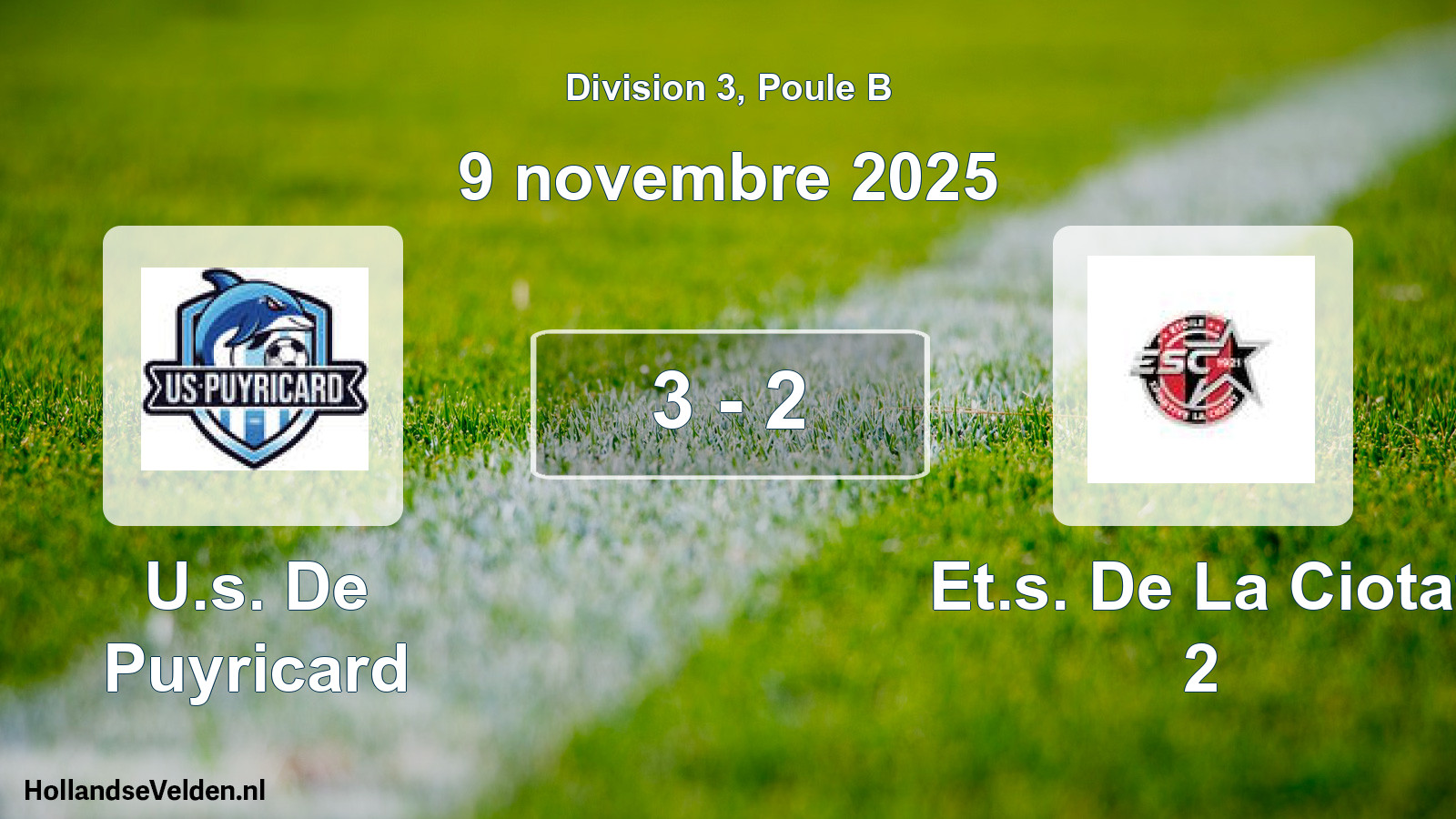 Match joué: U.s. De Puyricard - Et.s. De La Ciotat 2 3 - 2 (9 novembre 2025)