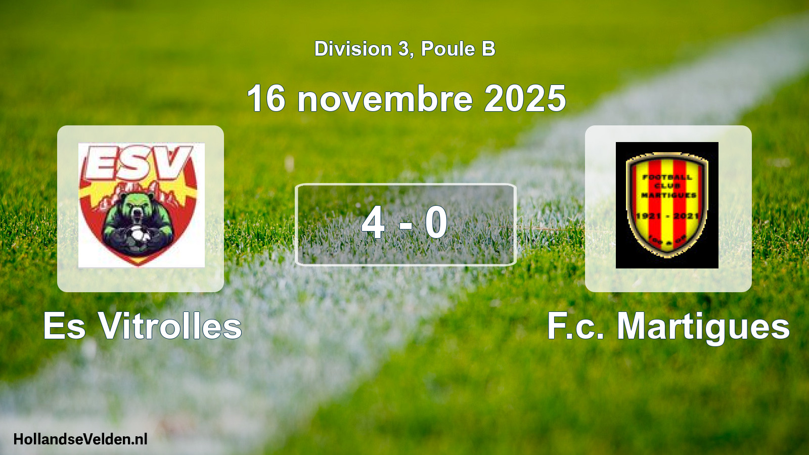 Total number of matches played: Es Vitrolles - F.c. Martigues 4 - 0 (16 November 2025)