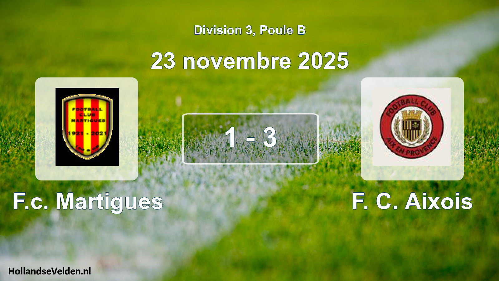 Gespeelde wedstrijd: F.c. Martigues - F. C. Aixois 1 - 3 (23 november 2025)