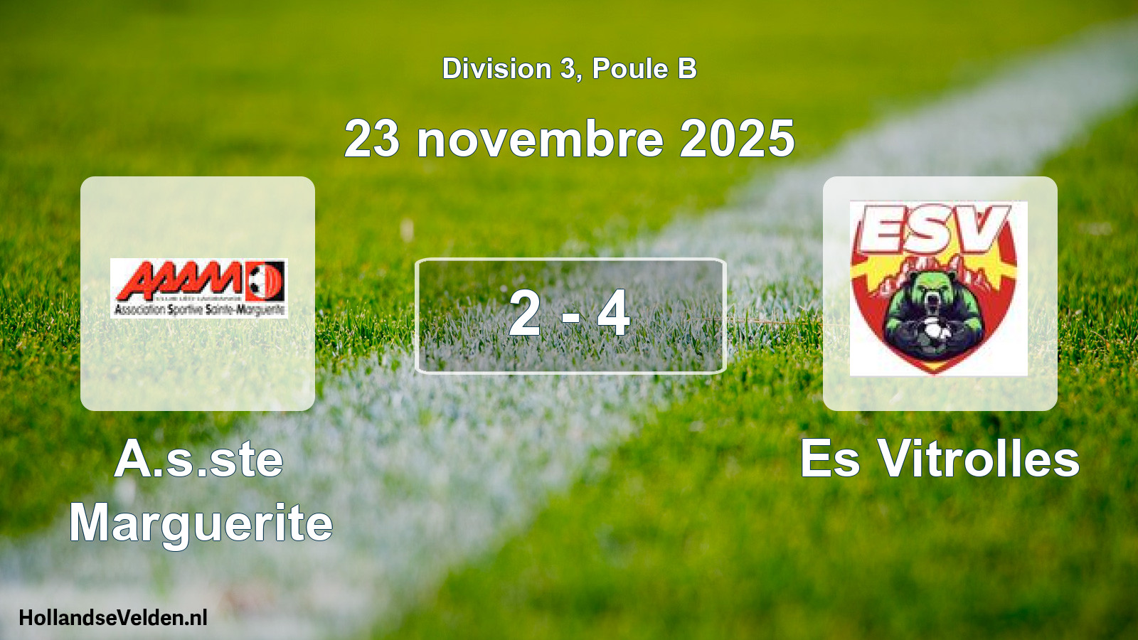 Total number of matches played: A.s.ste Marguerite - Es Vitrolles 2 - 4 (23 November 2025)