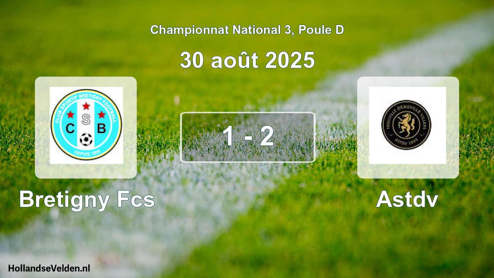 Gespeelde wedstrijd: Bretigny Fcs - Astdv 1 - 2 (30 augustus 2025)