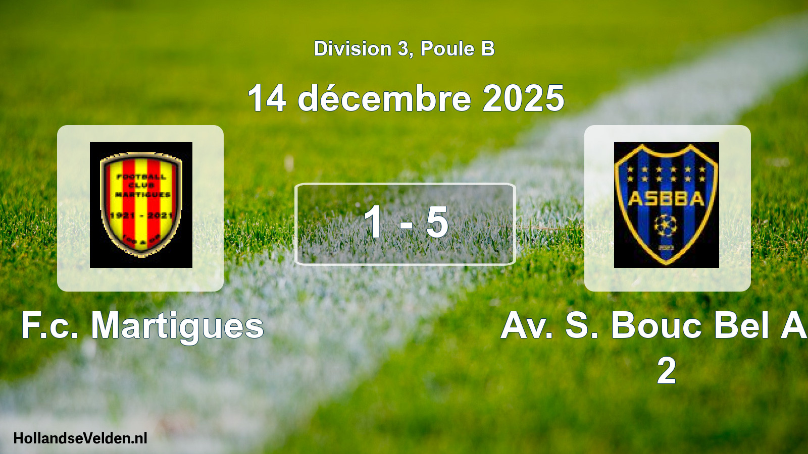 Total number of matches played: F.c. Martigues - Av. S. Bouc Bel Air 2 1 - 5 (14 December 2025)
