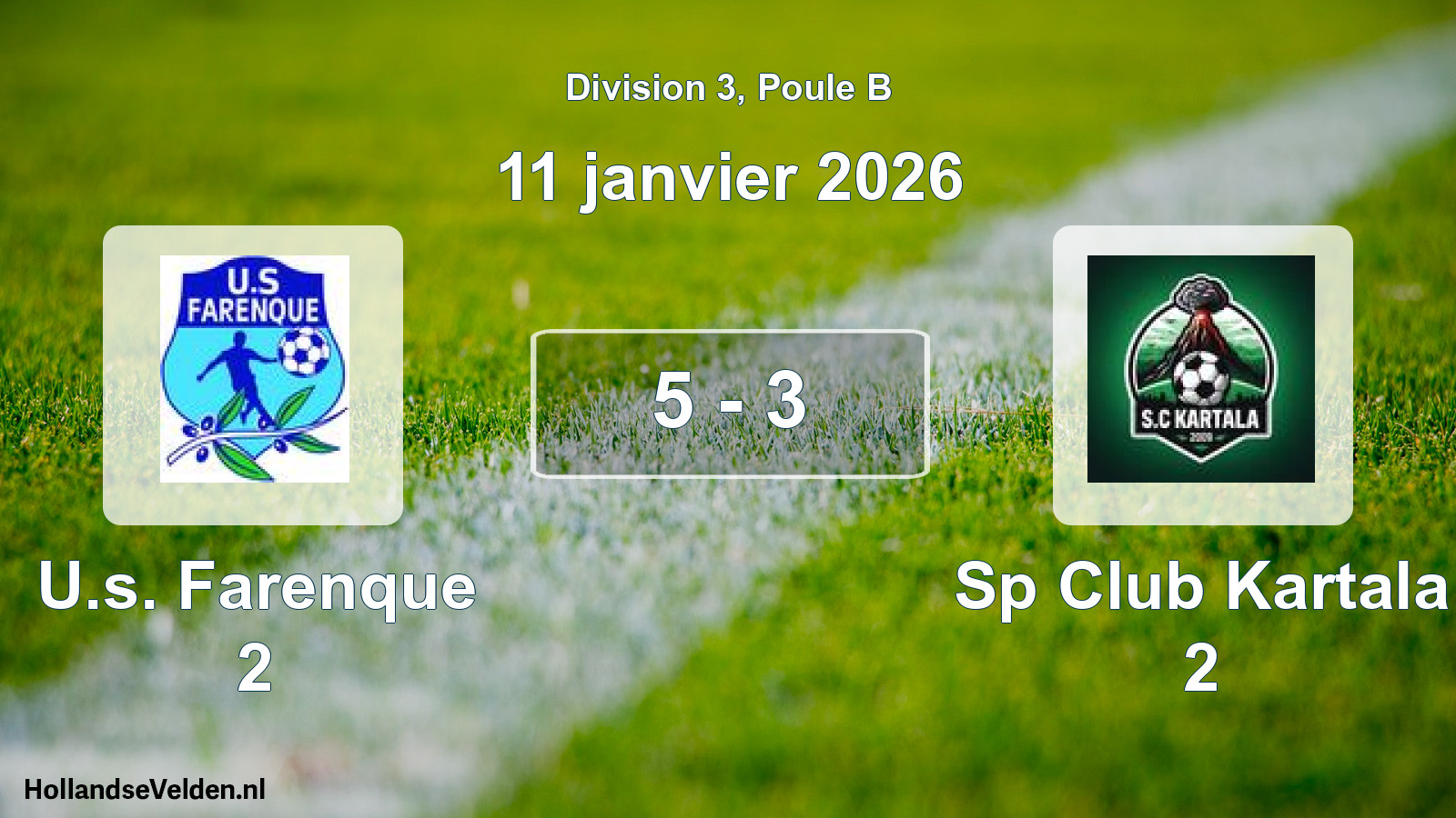 Match joué: U.s. Farenque 2 - Sp Club Kartala 2 5 - 3 (11 janvier 2026)