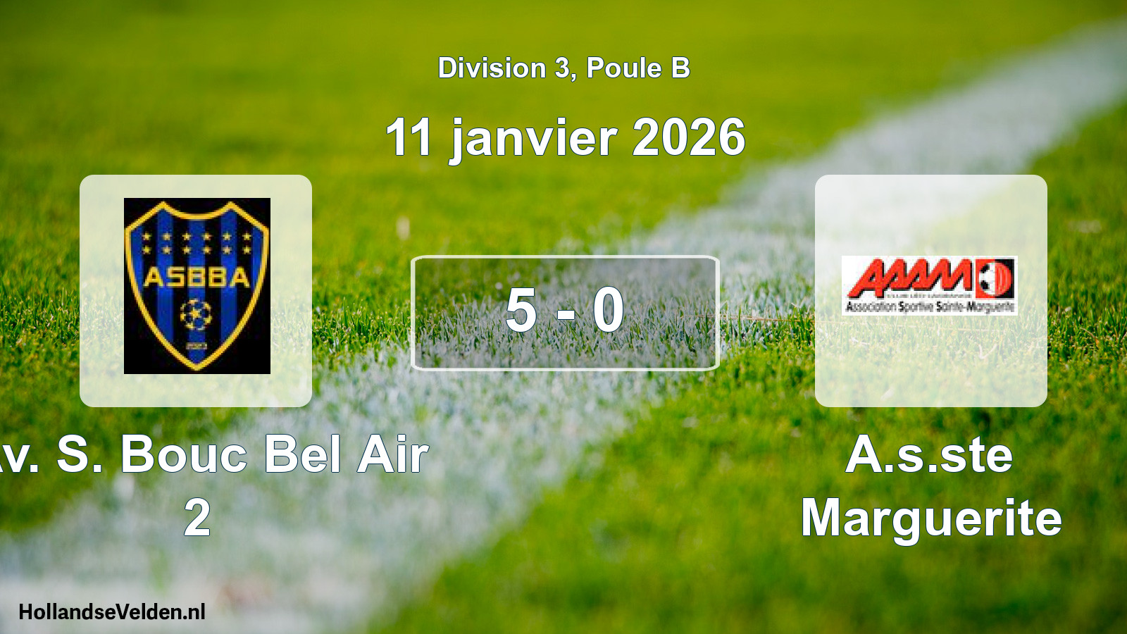 Match joué: Av. S. Bouc Bel Air 2 - A.s.ste Marguerite 5 - 0 (11 janvier 2026)