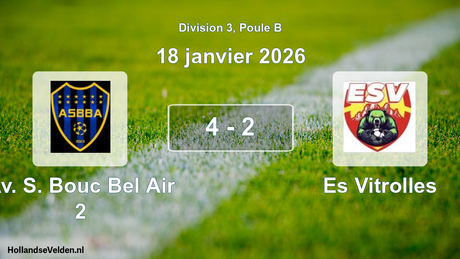 Match joué: Av. S. Bouc Bel Air 2 - Es Vitrolles 4 - 2 (18 janvier 2026)